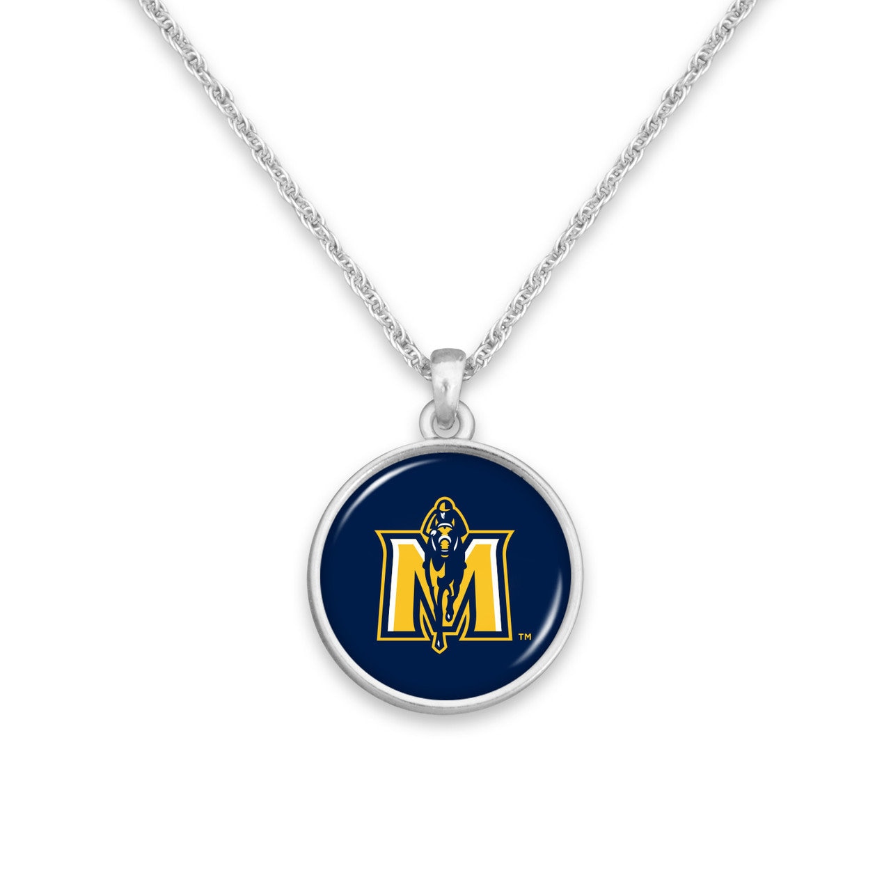 Officially Licensed MURRAY STATE RACERS Necklace - Pewter Charm Sterling Plated - Murray State University
