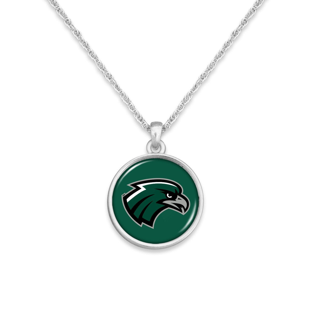 Officially Licensed NORTHEASTERN STATE RIVERHAWKS Necklace - Pewter Charm Sterling Plated - Northeastern State University