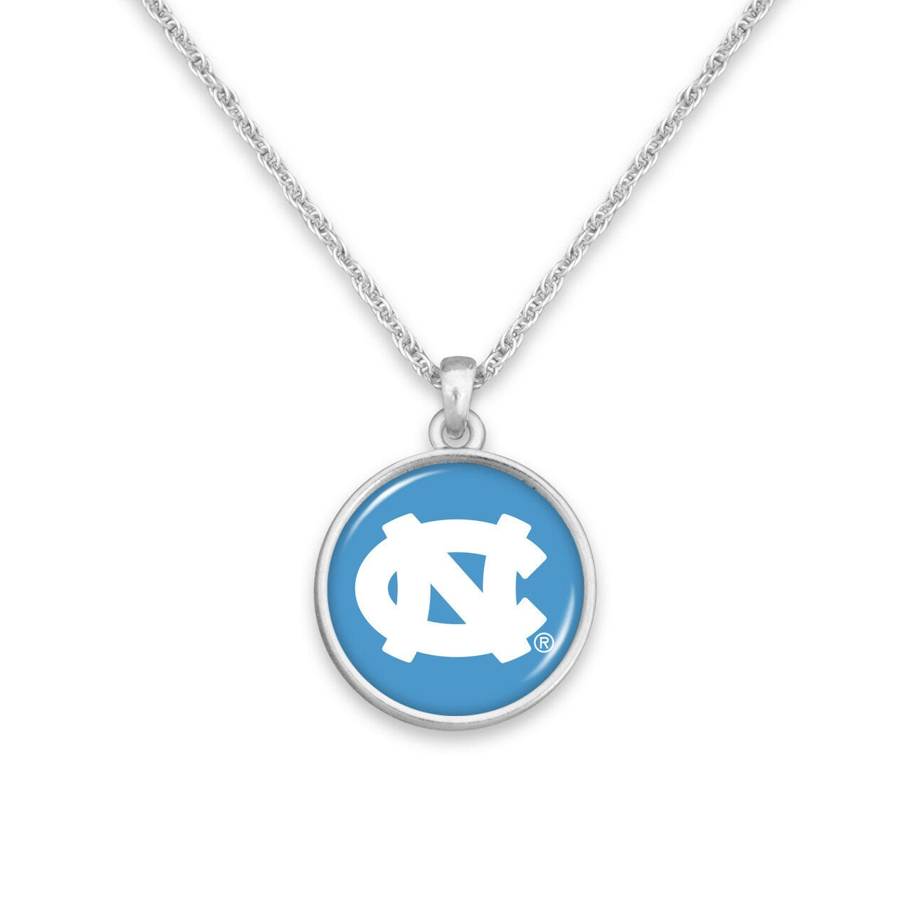 Officially Licensed NORTH CAROLINA Tar Heels Necklace - Pewter Charm Sterling Plated - University of North Carolina