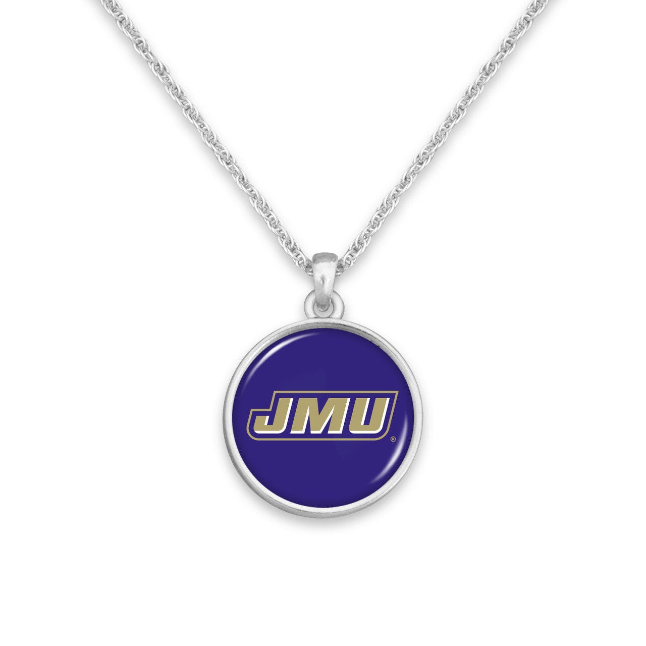 Officially Licensed JAMES MADISON DUKES Necklace - Pewter Charm Sterling Plated - James Madison University