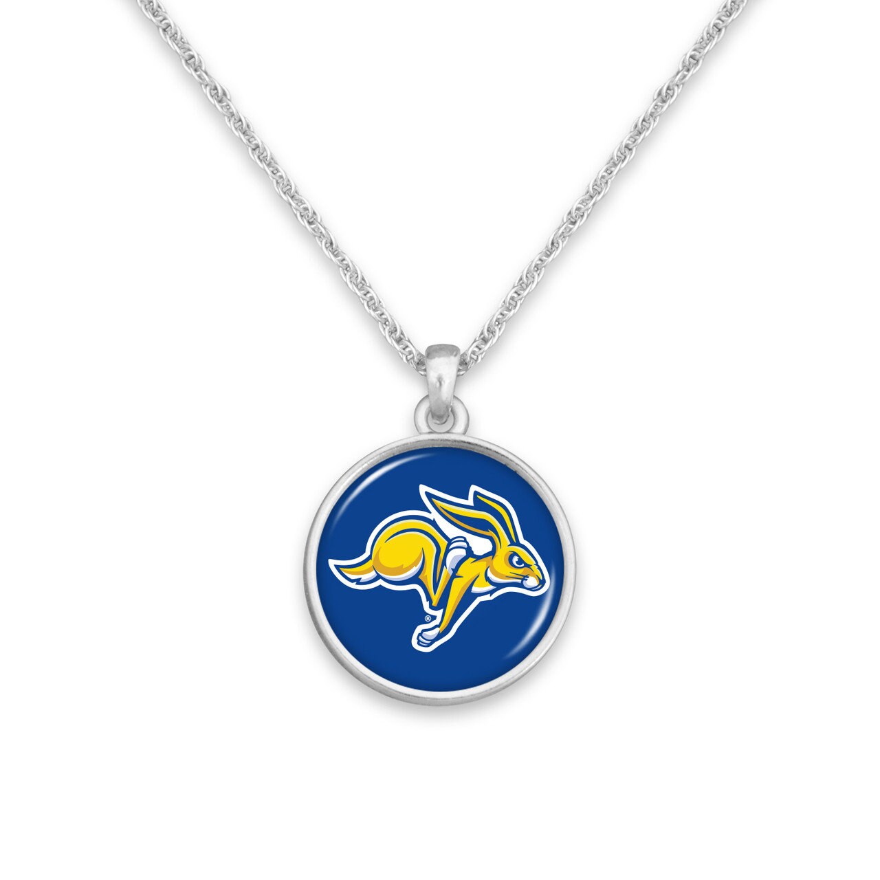Officially Licensed SOUTH DAKOTA JACKRABBITS Necklace - Pewter Charm Sterling Plated - South Dakota State University