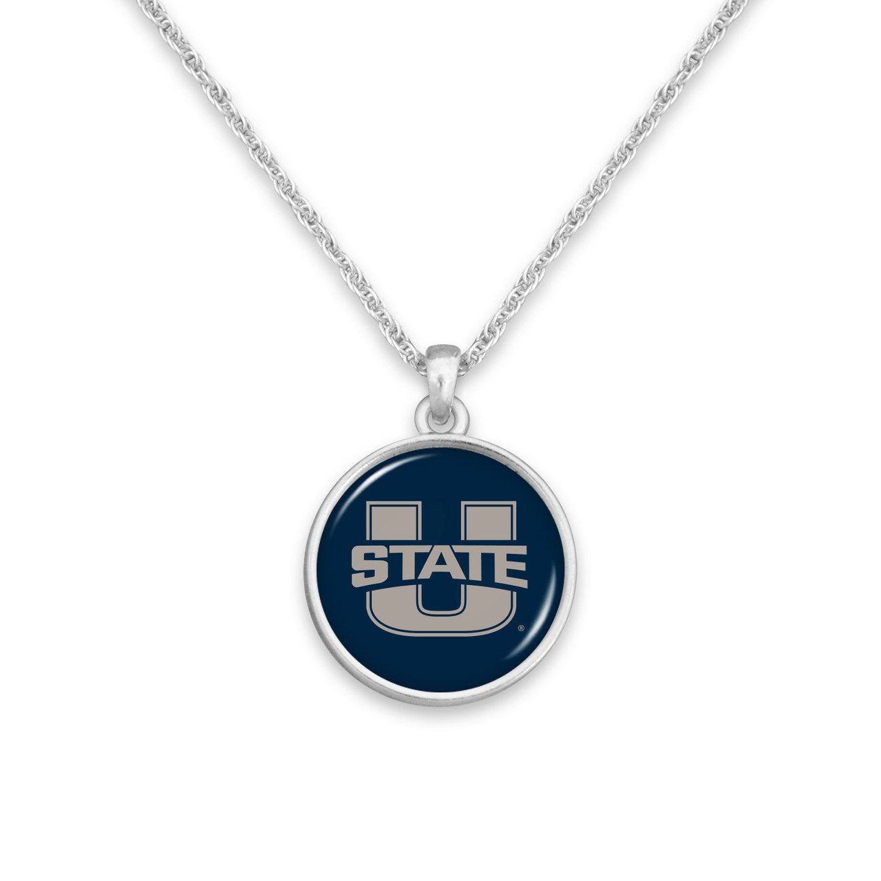 Officially Licensed UTAH STATE AGGIES Necklace - Pewter Charm Sterling Plated - Utah State University