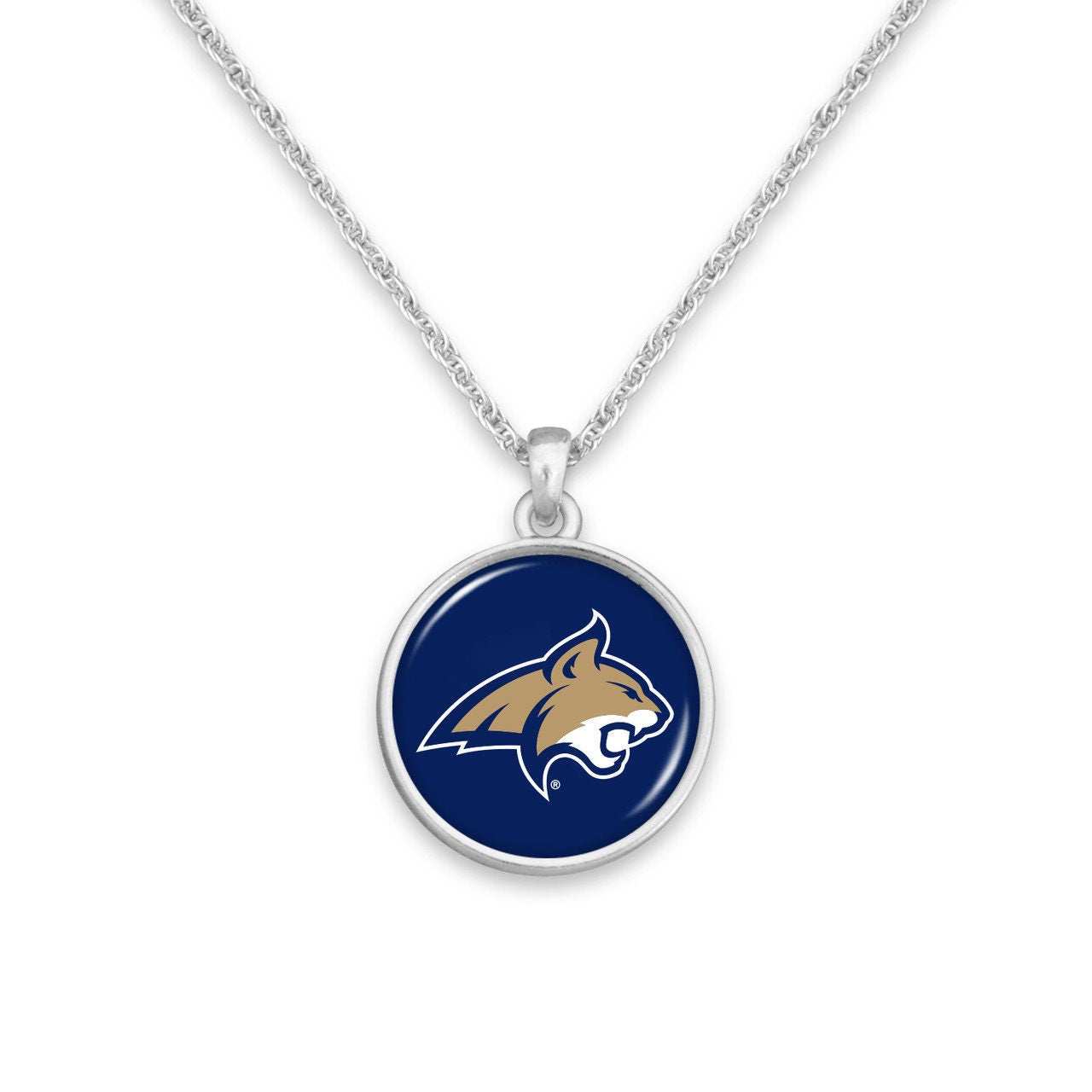 Officially Licensed MONTANA BOBCATS Necklace - Pewter Charm Sterling Plated - Montana State University