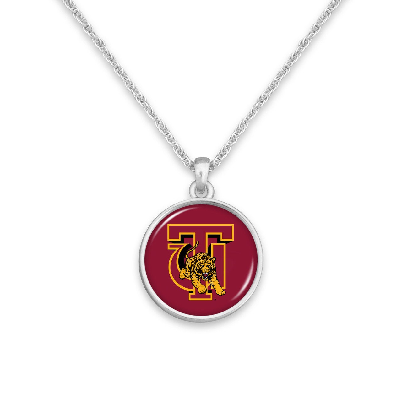 Officially Licensed TUSKEGEE GOLDEN TIGERS Necklace - Pewter Charm Sterling Plated - Tuskegee University