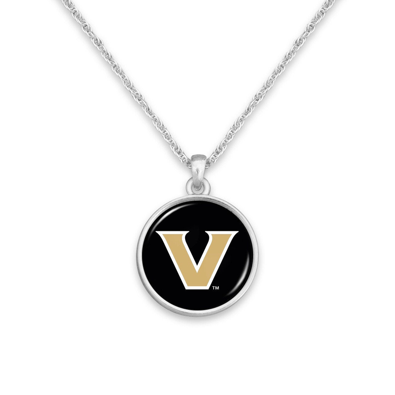 Officially Licensed VANDERBILT COMMODORES Necklace - Pewter Charm Sterling Plated - Vanderbilt University