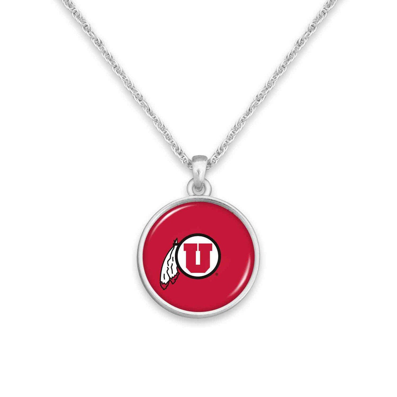 Officially Licensed UTAH UTES Necklace - Pewter Charm Sterling Plated - University of Utah