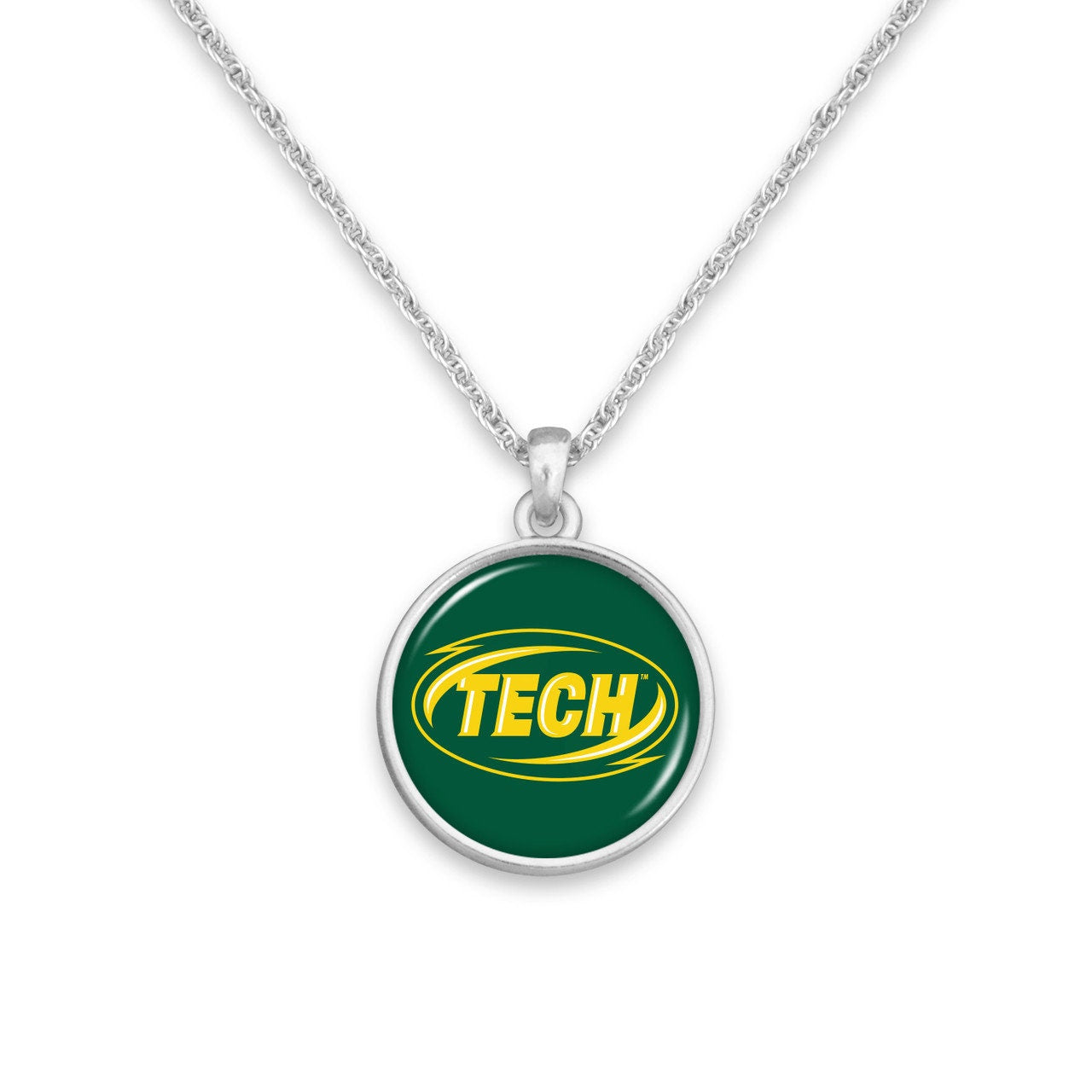 Officially Licensed ARKANSAS TECH ATU Necklace - Pewter Charm Sterling Plated - Arkansas Tech University