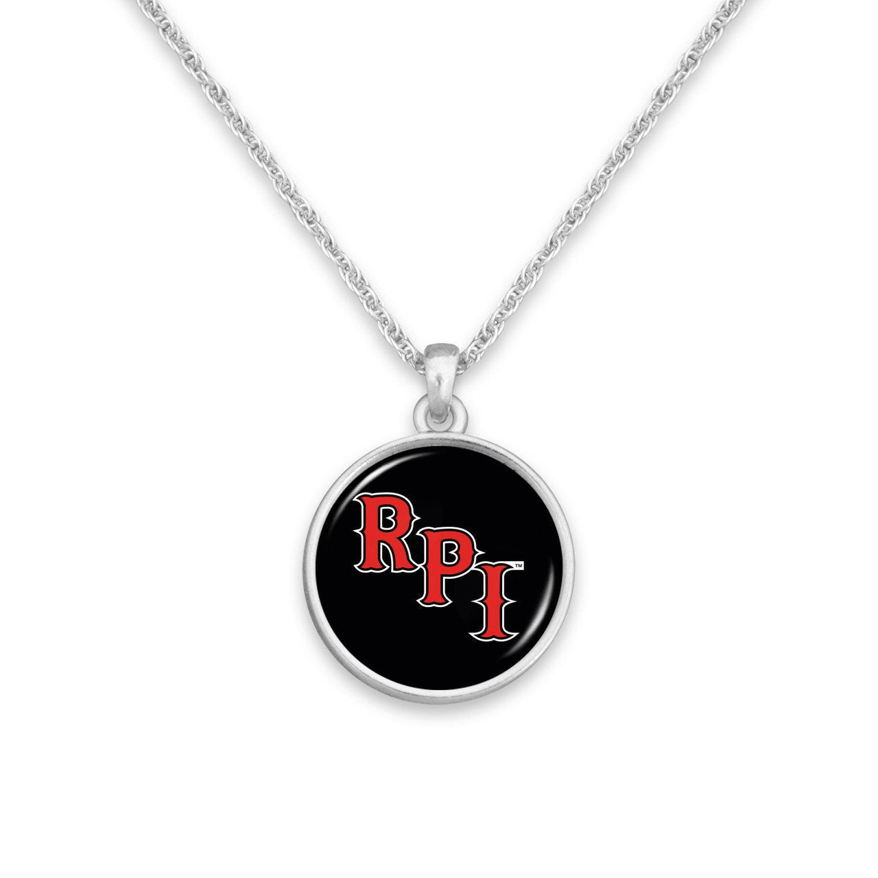 Officially Licensed RPI Rensselaer Polytechnic Institute Necklace - Pewter Charm Sterling Plated - Troy, New York University