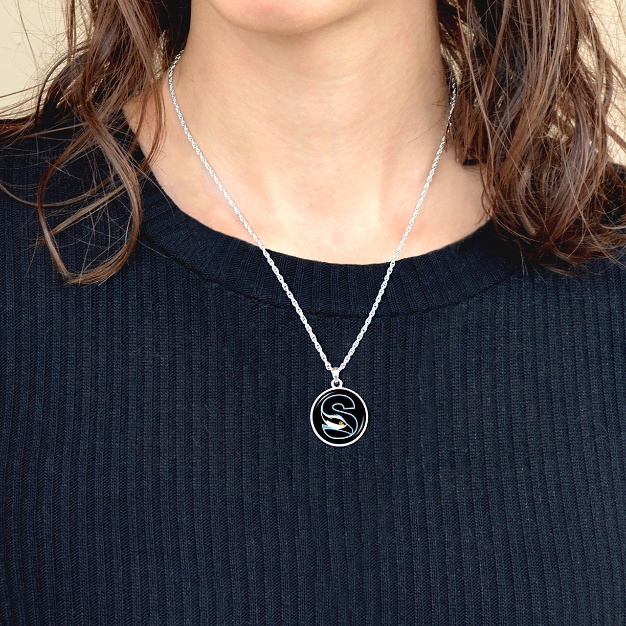 Officially Licensed STOCKTON OSPREYS Necklace - Pewter Charm Sterling Plated - Stockton University