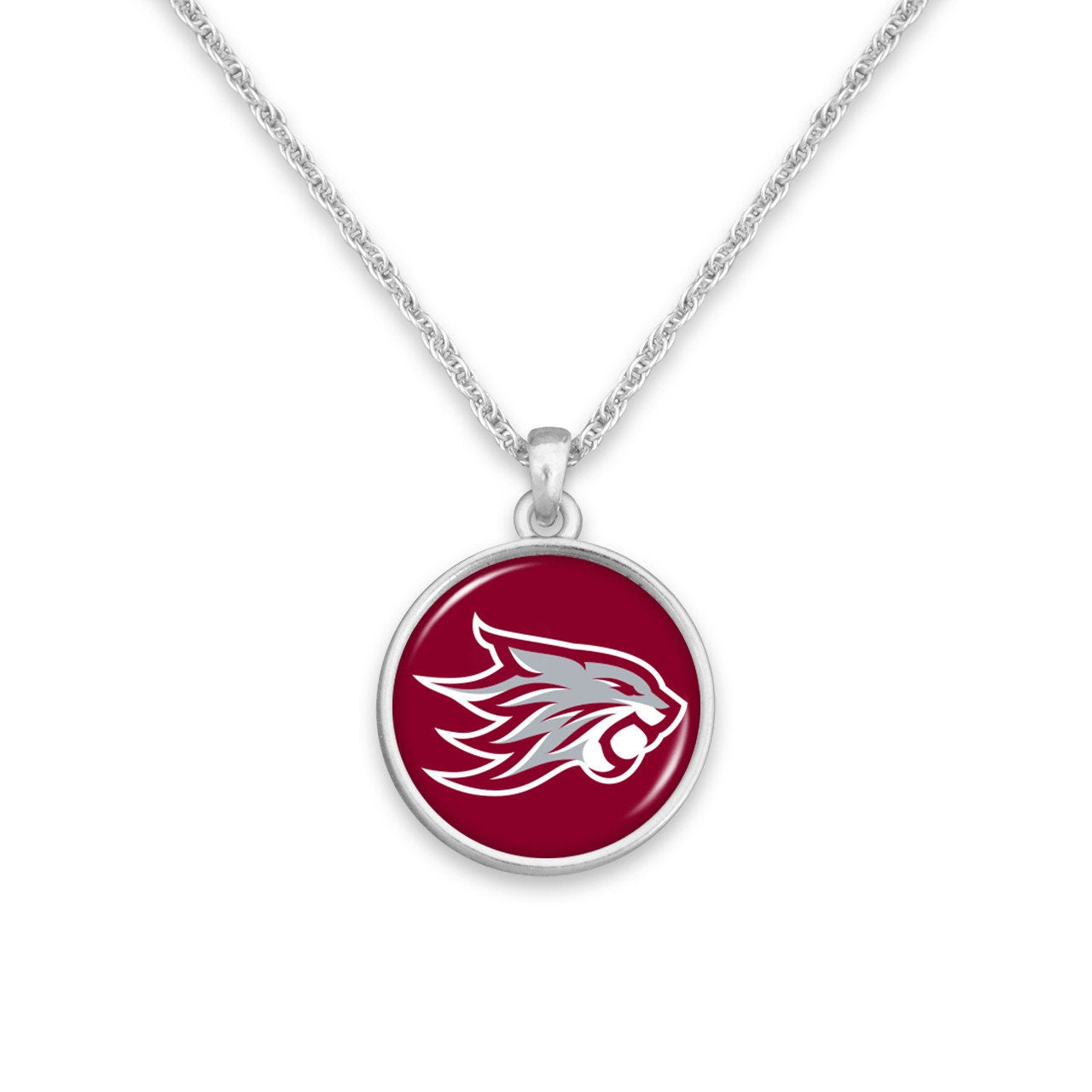 Officially Licensed CHICO STATE WILDCATS Necklace - Pewter Charm Sterling Plated - California State University Chico