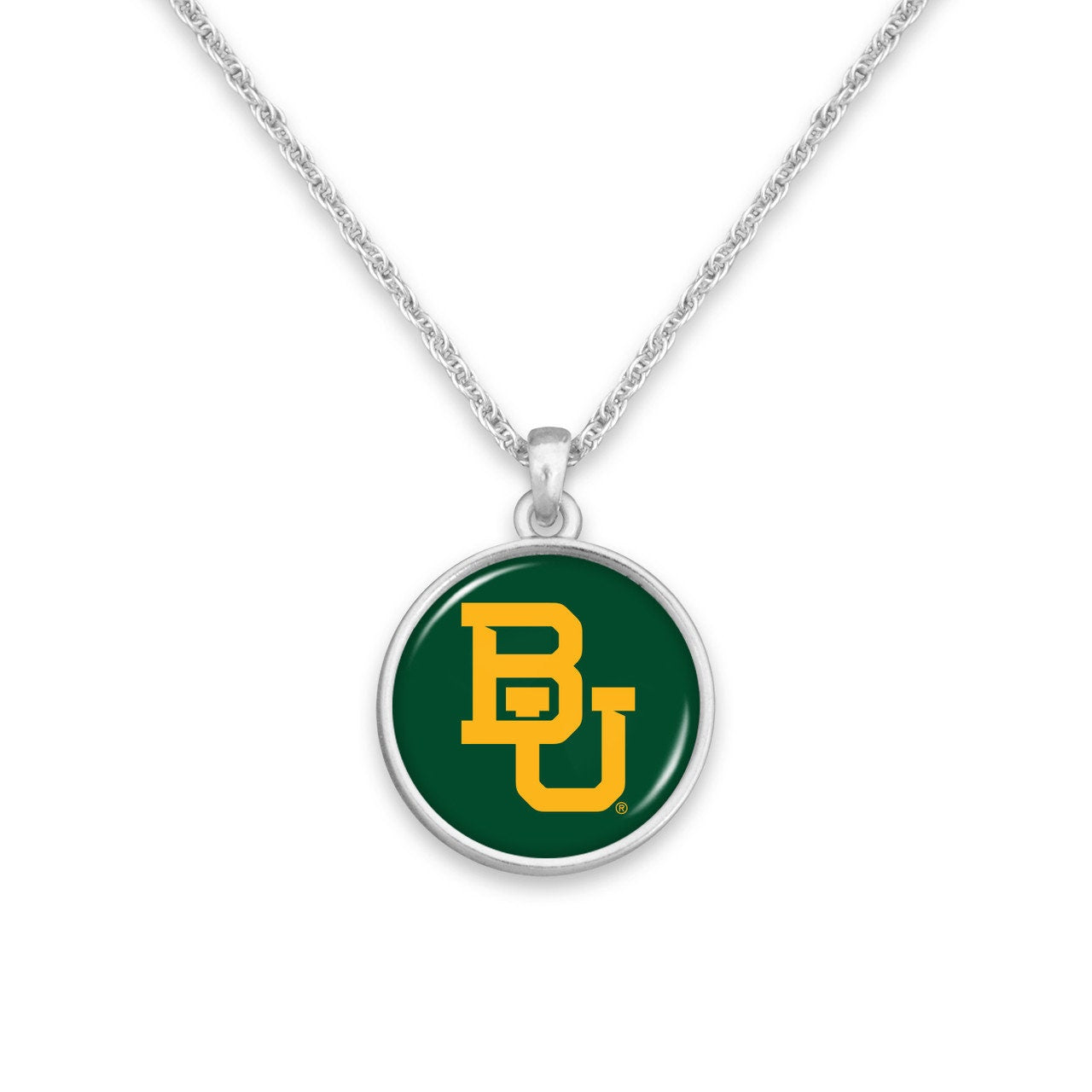 Officially Licensed BAYLOR BEARS Necklace - Pewter Charm Sterling Plated - Baylor University