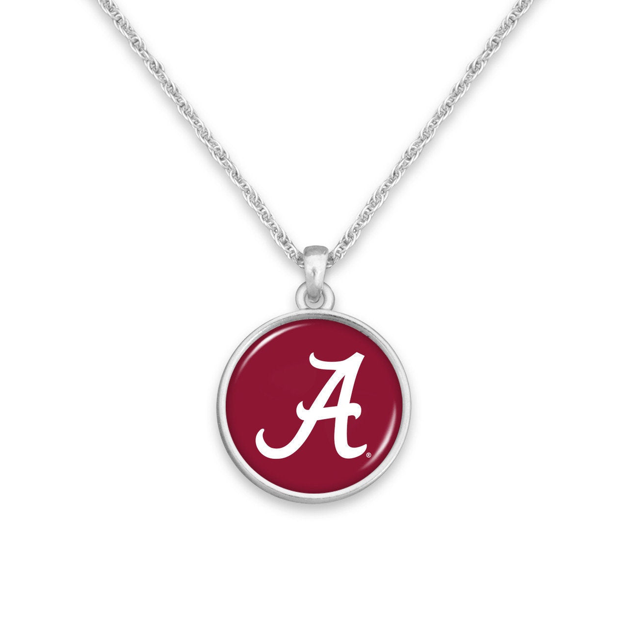 Officially Licensed ALABAMA CRIMSON TIDE Necklace - Pewter Charm Sterling Plated - University of Alabama