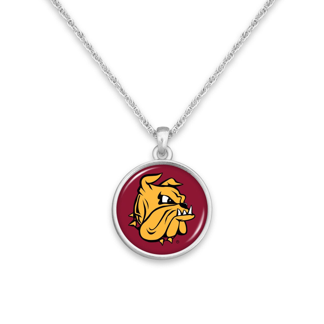 Officially Licensed MINNESOTA DULUTH BULLDOGS Necklace - Pewter Charm Sterling Plated - University of Minnesota Duluth