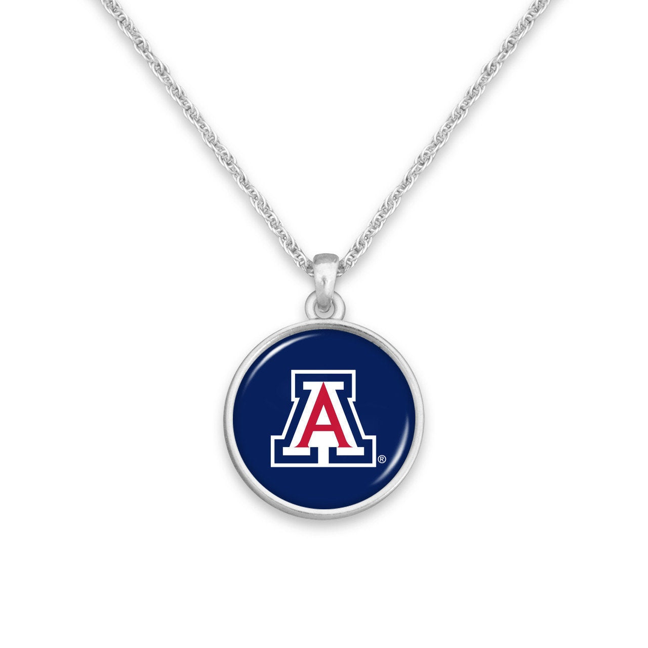 Officially Licensed ARIZONA WILDCATS Necklace - Pewter Charm Sterling Plated - University of Arizona
