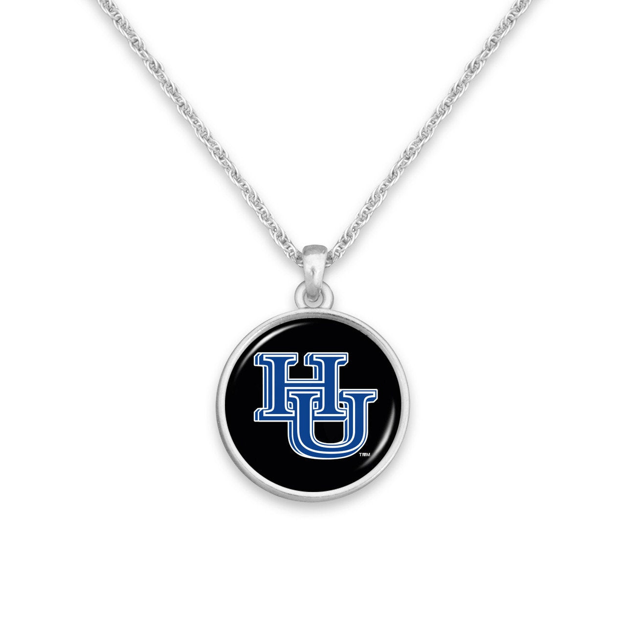 Officially Licensed HAMPTON PIRATES Necklace - Pewter Charm Sterling Plated - Hampton University