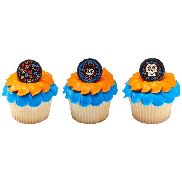 12 CoCo Family Movie Cupcake Rings - Day of the Dead CoCo Family Cupcake Decorations Cake Toppers for Birthday Party Decoration Craft Supply