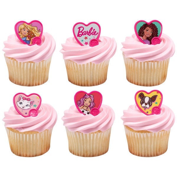 12 BARBIE Cupcake Rings - Be The Future Barbie Cake Toppers for Birthday Party Decoration Craft Supply