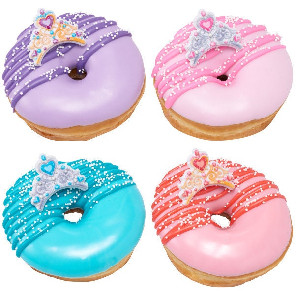 12 Crown Jewels Cupcake Rings - Fantasy Kids Party Queen King Gems Girls Cake Toppers for Birthday Party Decoration Craft Supply