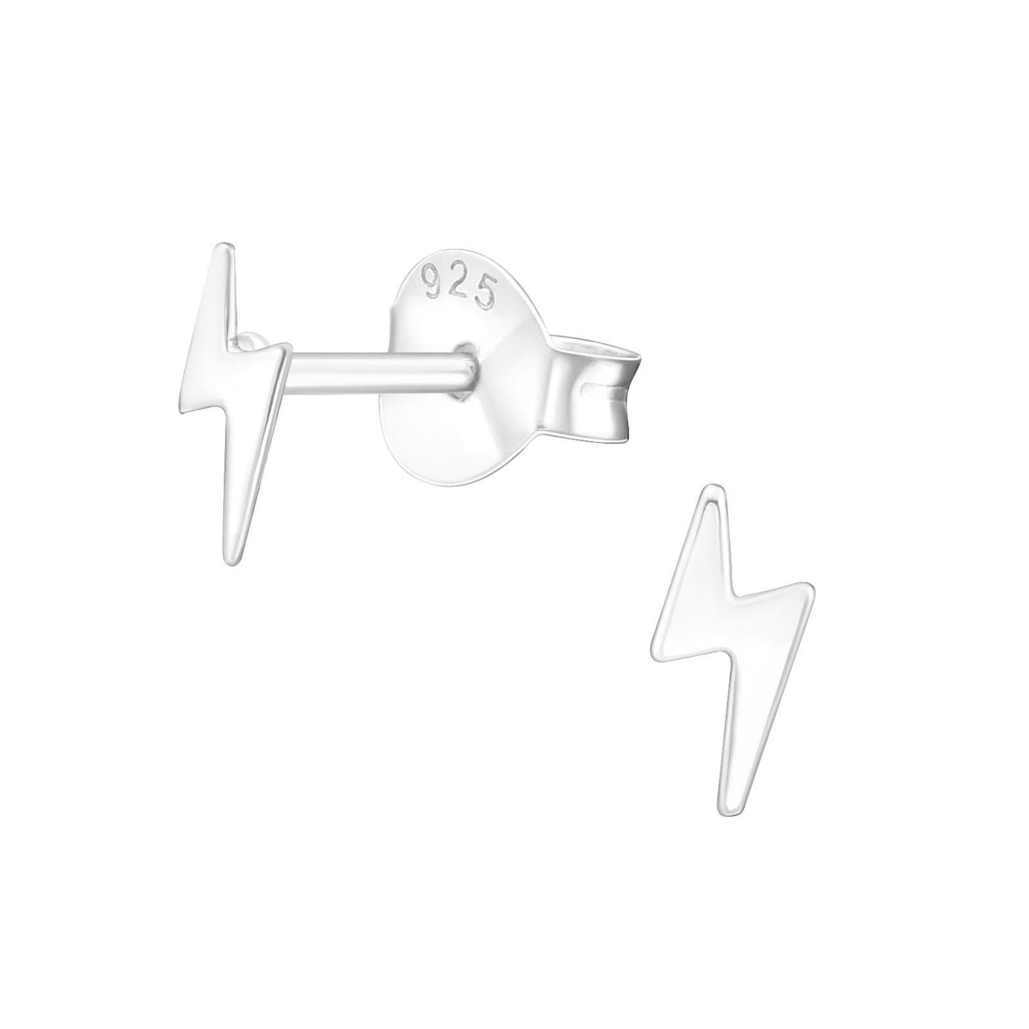 925 Sterling Silver Earrings Lightning Bolt - Ear Studs with Backing - Lightning Storm - Hypoallergenic Earrings