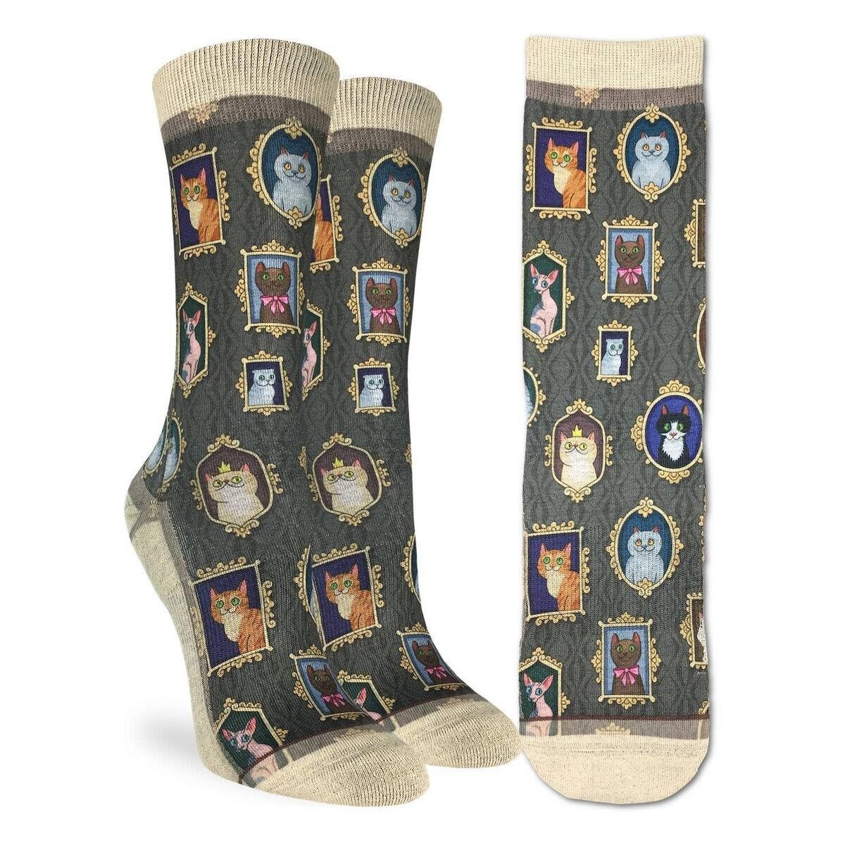 PRIZED CATS Crew Socks - Novelty Active Fit Socks - Women's Adult 5-9 Unisex - Cat Pet Lover - For Craft Costume Supply