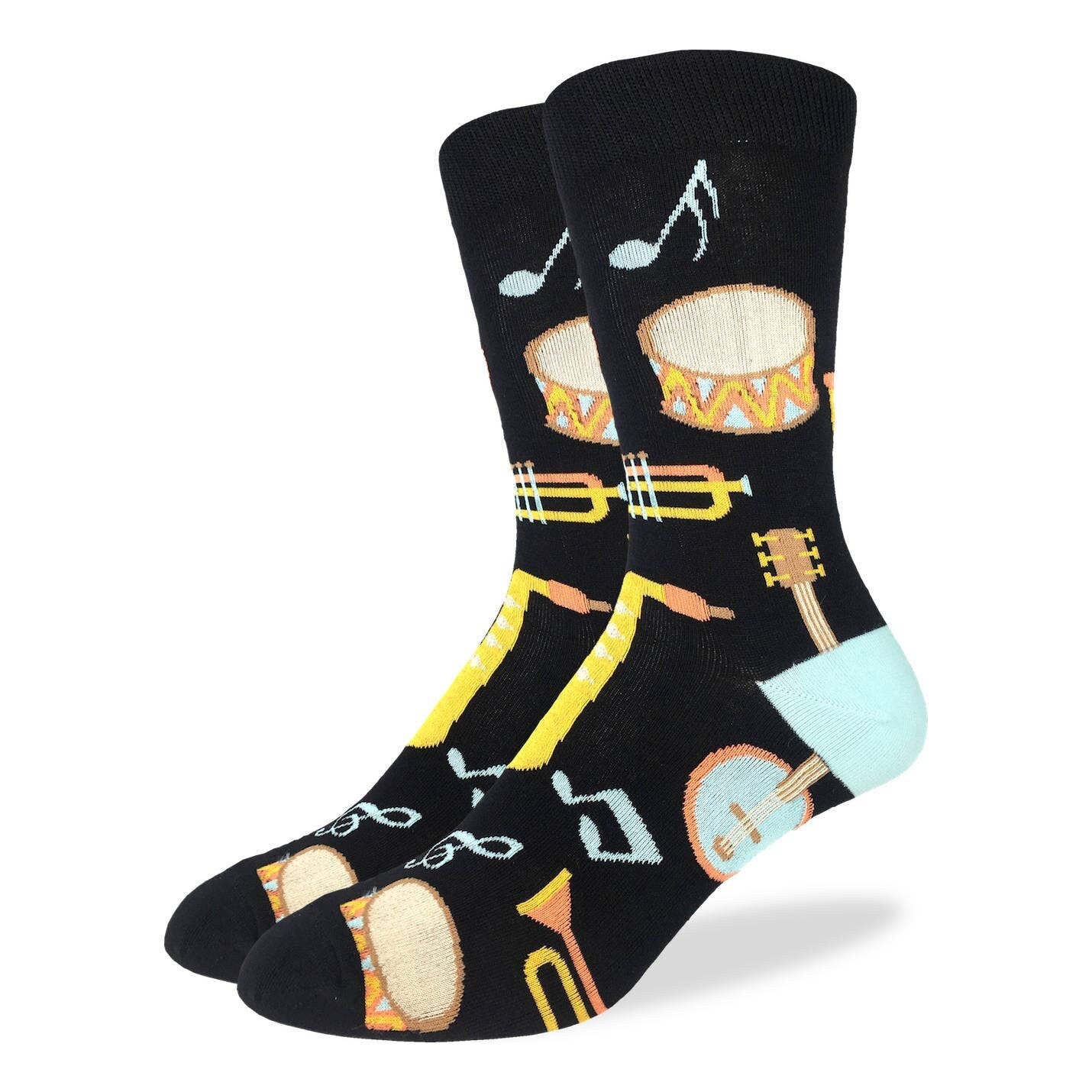 MUSICAL INSTRUMENTS Crew Socks - Novelty Active Fit Socks - Women's Adult 5-9 Unisex - Drums Trumpet Guitar Band - For Craft Costume Supply