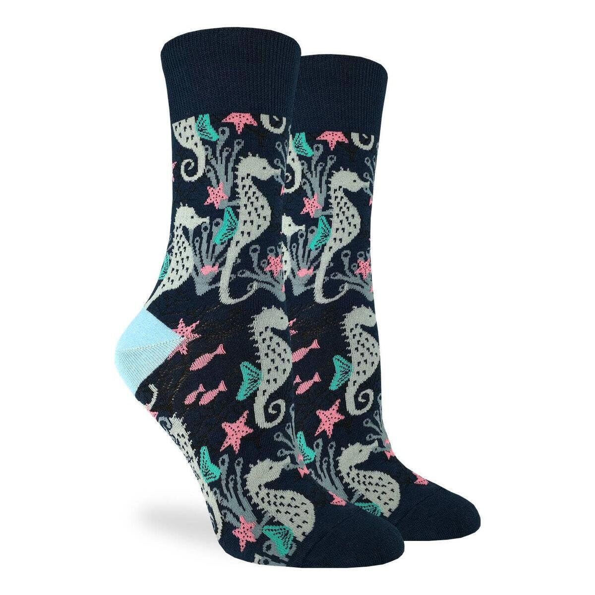 SEAHORSES Crew Socks - Novelty Active Fit Socks - Women's Adult 5-9 Unisex - Seahorse Marine Ocean - For Craft Costume Supply