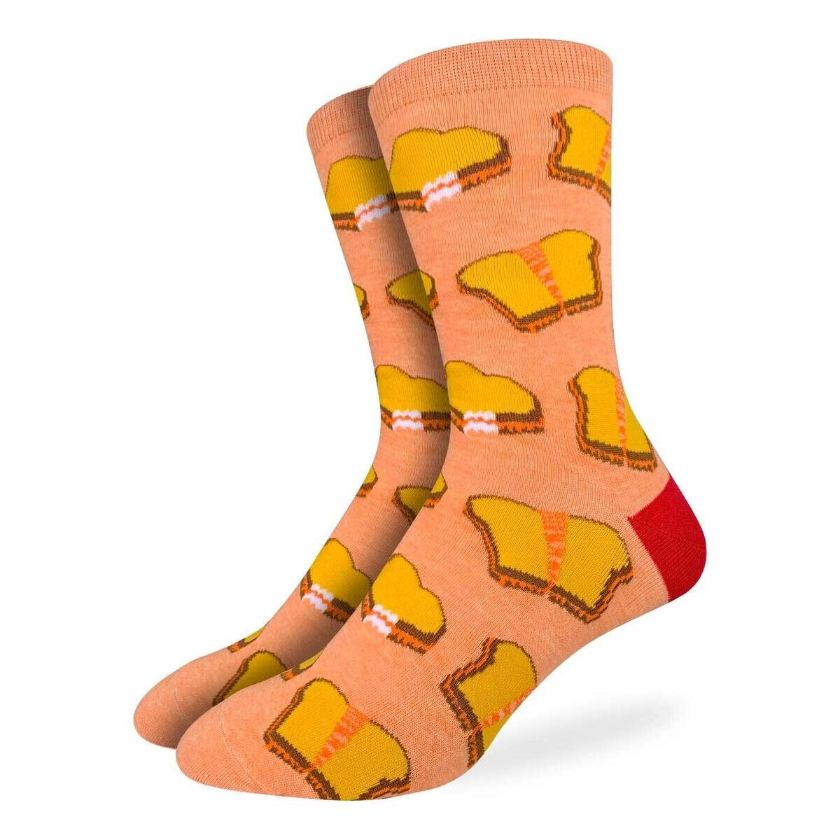 GRILLED CHEESE Crew Socks - Novelty Active Fit Socks - Men's Adult 8-12 Unisex - Grilled Cheese Sandwich - For Craft Costume Supply