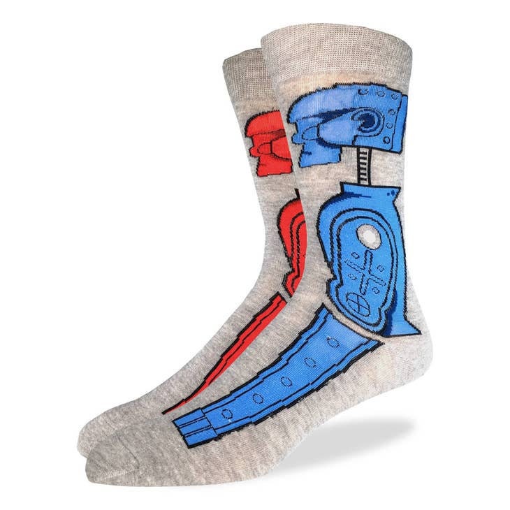 Rock 'em Sock 'em Robot Crew Socks - Novelty Active Fit Socks - Men's Adult 8-12 Unisex - Classic Game - For Craft Costume Supply