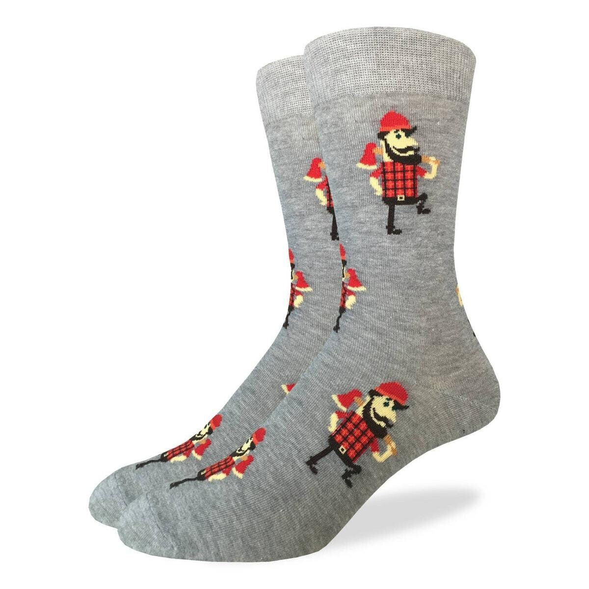 LUMBERJACK Crew Socks - Novelty Active Fit Socks - Men's Adult 8-12 Unisex - Trees Logs Wood - For Craft Costume Supply
