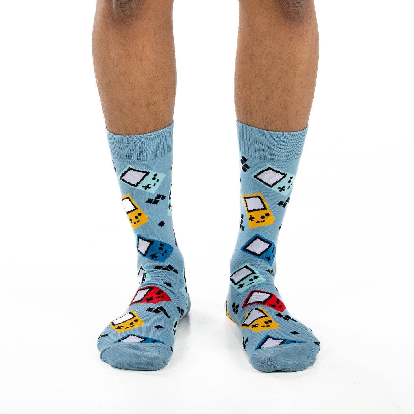 Handheld Video Game Console Crew Socks - Video Game Controller Novelty Active Fit Socks - Men's Adult 8-12 Unisex - For Craft Costume Supply