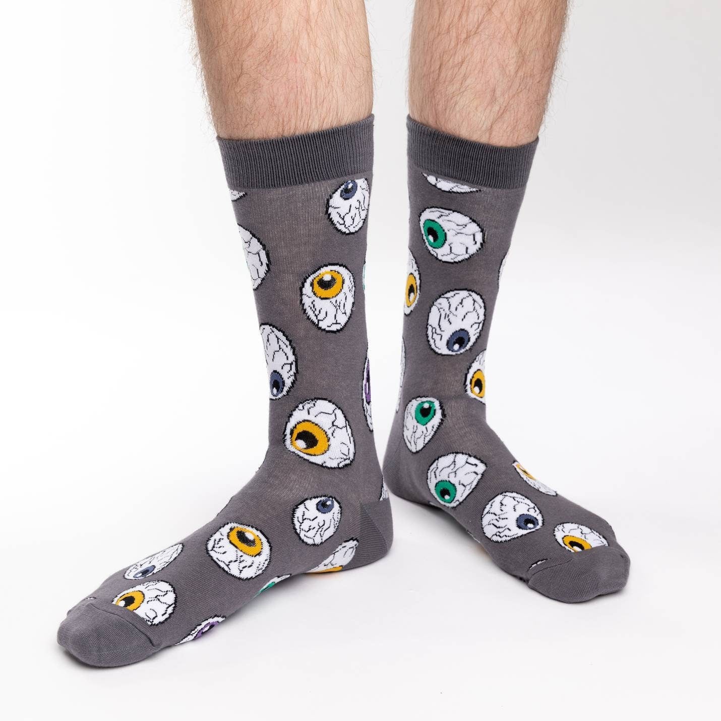 EYEBALLS Crew Socks - Eyes Eyeball Novelty Active Fit Socks - Men's Adult 8-12 Unisex - For Craft Costume Supply