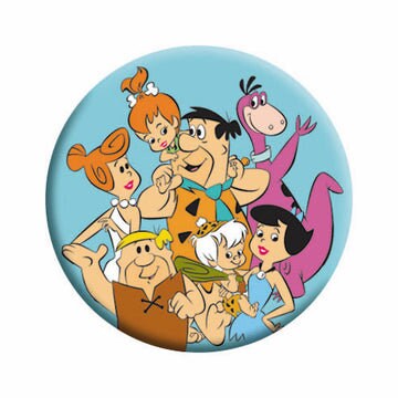 THE FLINTSTONES Group Pinback Button Badge - Fred & Barney Pebbles Wilma Betty Bedrock Dino - Round 1.25" Button Craft Supply