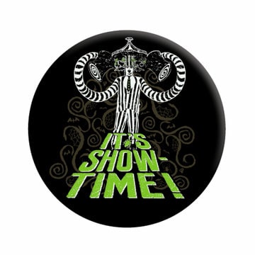 BEETLEJUICE It's Show Time! Pinback Button Badge - Michael Keaton Tim Burton Fantasy Horror Movie - Round 1.25" Button Craft Supply