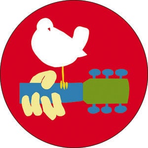 WOODSTOCK Dove Bird Pinback Button Badge - Guitar Peace Music Festival - Round 1.25" Button Craft Supply