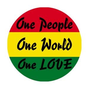 One People One World One Love Pinback Button Badge - Reggae Music Rastafari Rasta Jamaica Africa - Round 1.25" Button Craft Supply