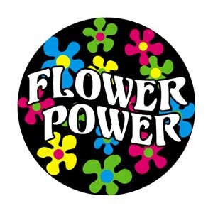 FLOWER POWER Pinback Button Badge - 1960s Hippie Hippy Retro Passive Resistance Nonviolence Round 1.25" Button Craft Supply