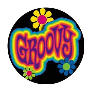 GROOVY Retro Pinback Button Badge - 1970s Hippie Hippy Retro Summer Peace and Love Round 1.25" Button Craft Supply