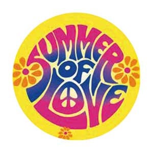SUMMER OF LOVE Pinback Button Badge - 1960s Hippie Hippy Retro Summer Peace and Love Round 1.25" Button Craft Supply