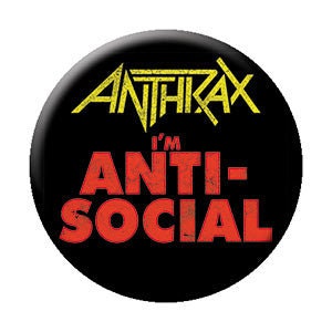 ANTHRAX Anti-Social Pinback Button Badge - American Heavy Metal Band Antisocial Song - Round 1.25" Button Craft Supply