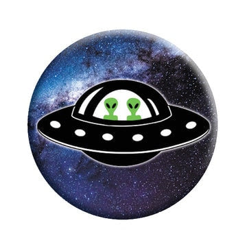 Aliens In UFO Pinback Button Badge - Green Alien Outer Space UFO Spaceship - Round 1.25" Button Craft Supply