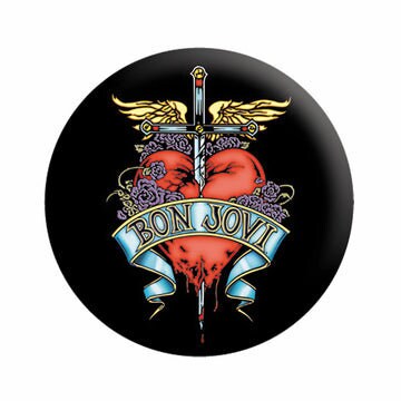 BON JOVI Heart & Dagger Pinback Button Badge - Jon Bon Jovi American Rock Band Album Tour - Round 1.25" Button Craft Supply