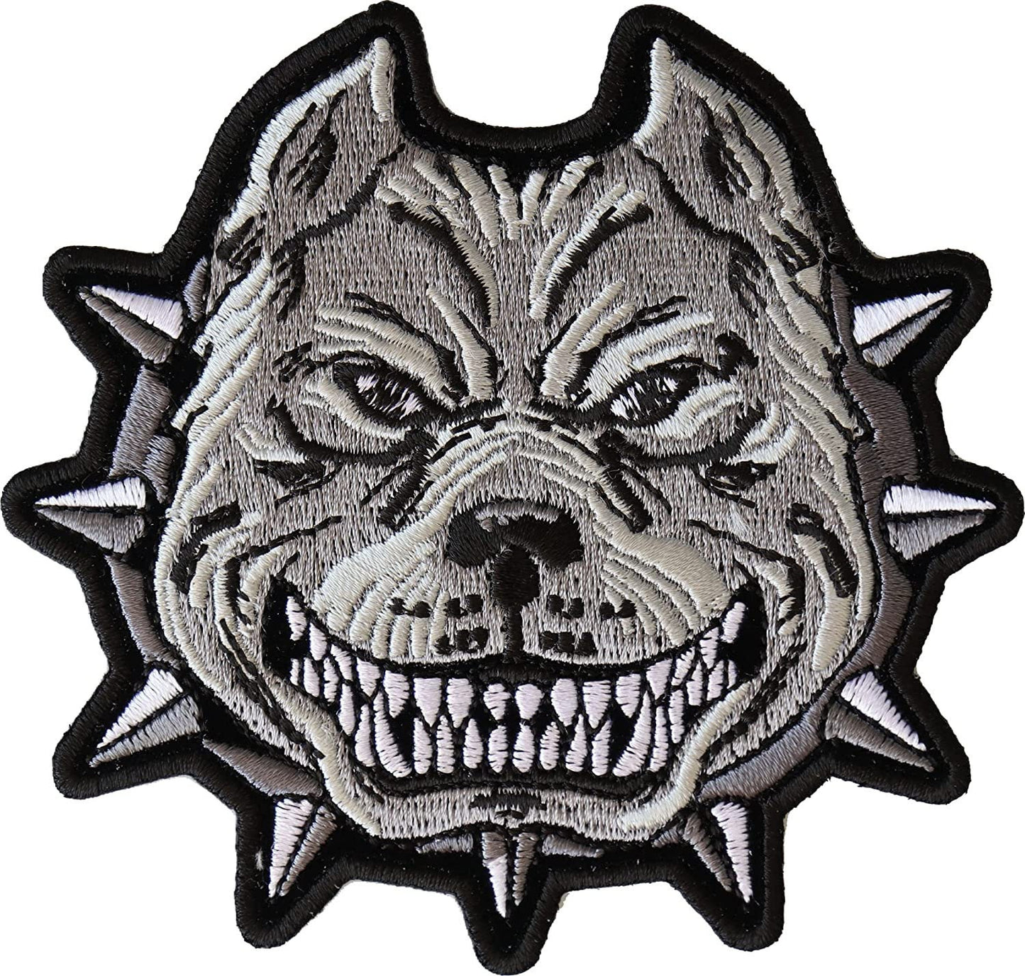 Gray Pitbull Dog Small Patch - 4x4 inch - Motorcycle Embroidered Patch Appliqué Craft Supply