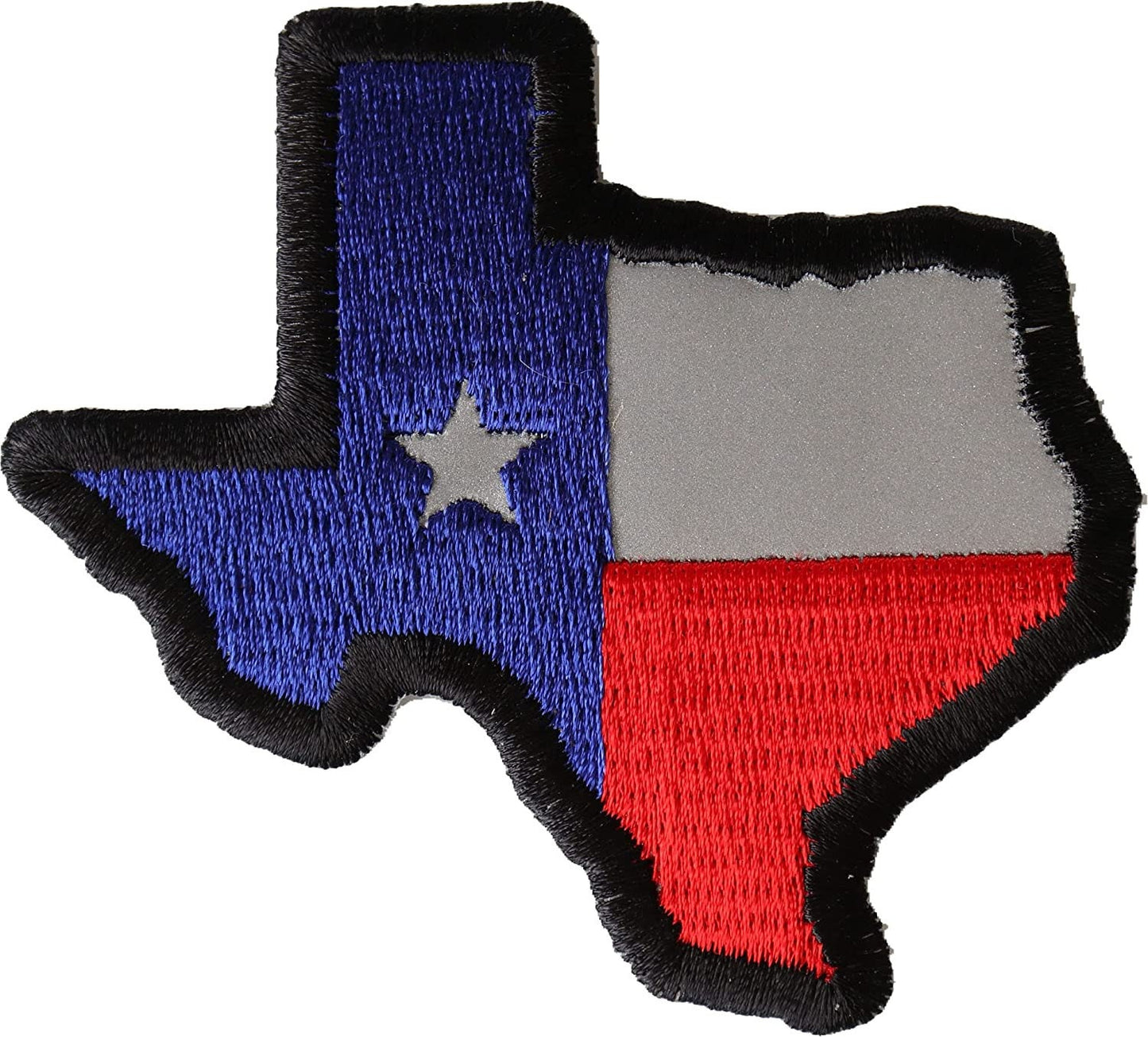 Reflective Texas Map Flag Patch - 3x2 inch - Motorcycle Embroidered Patch Appliqué Craft Supply