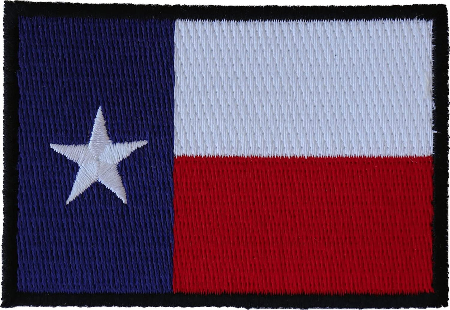 Black Border Texas Flag Patch - 3x2 inch - Motorcycle Embroidered Patch Appliqué Craft Supply