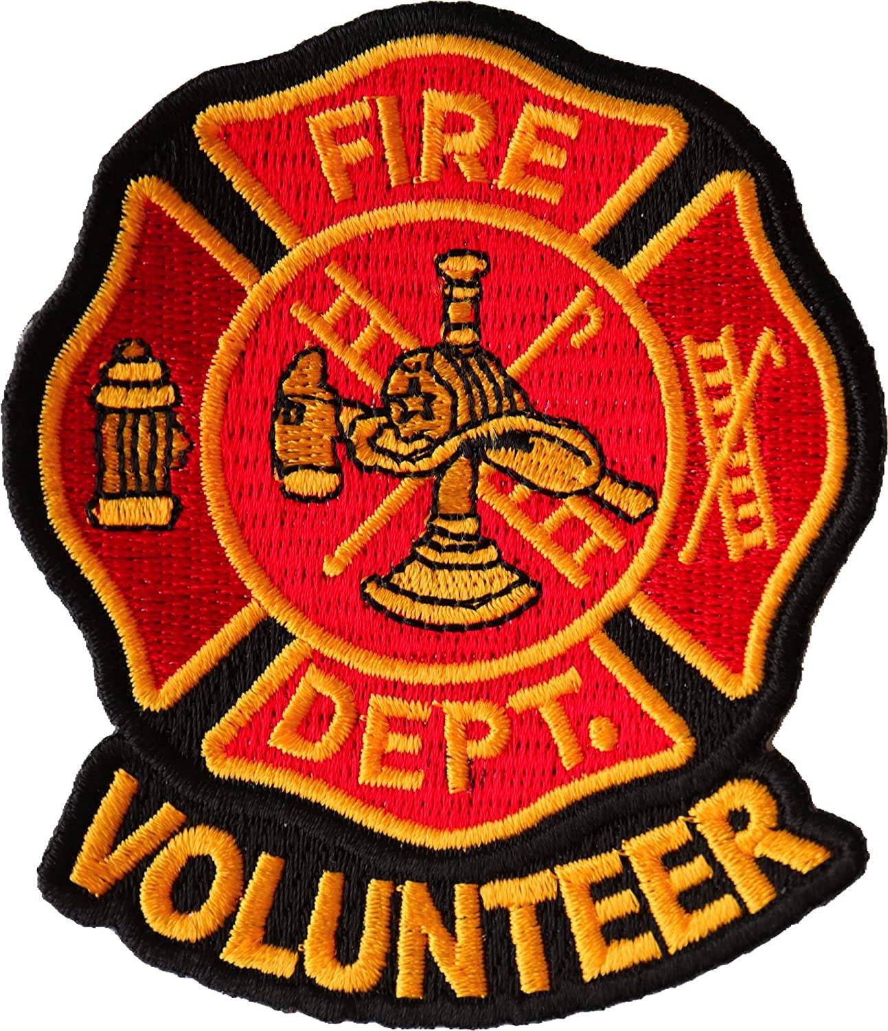 Volunteer Fire Dept Patch - 3x3.5 inch - Motorcycle Embroidered Patch Appliqué Craft Supply