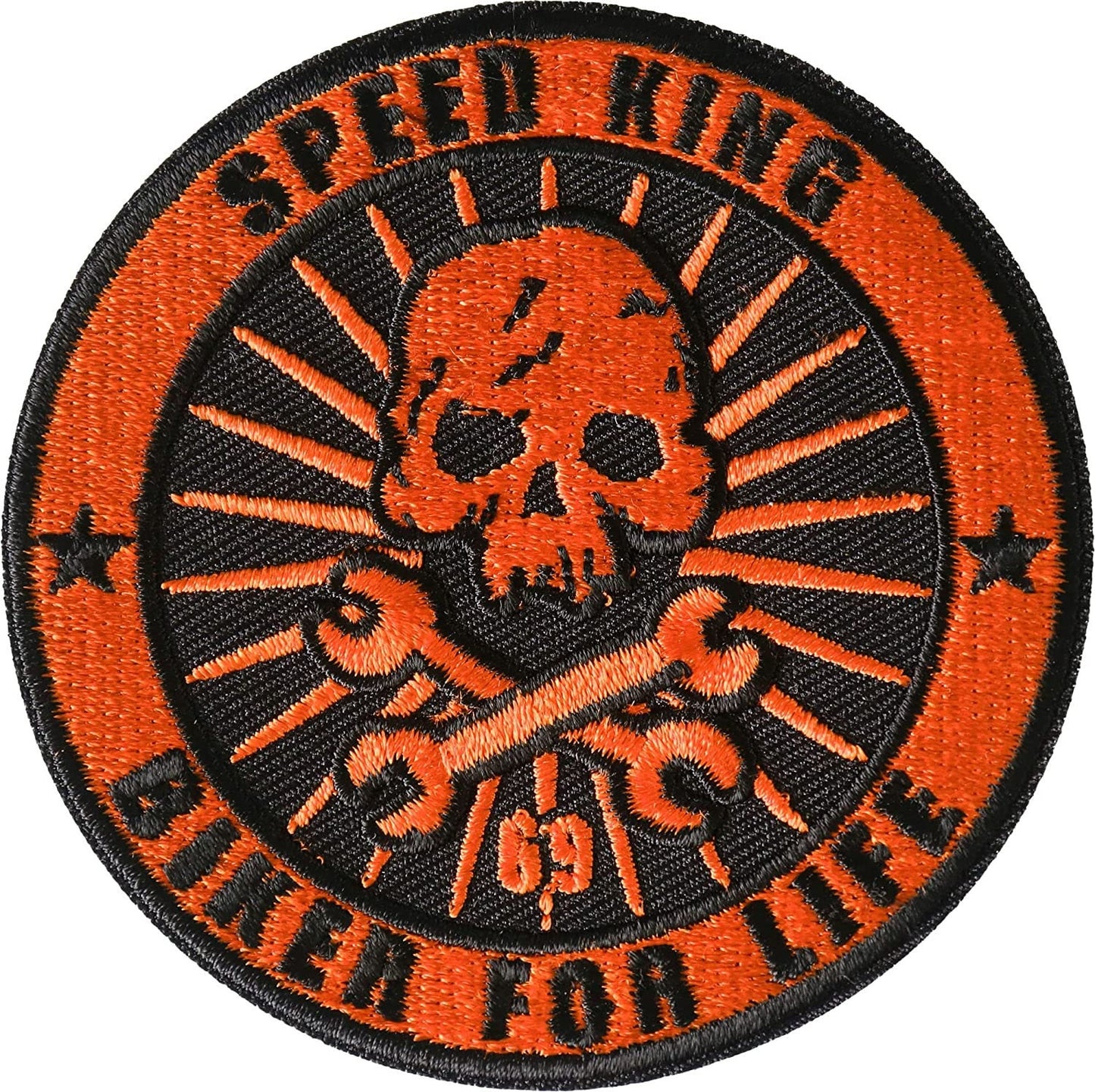 Speed King Biker for Life Patch - 3x3 inch - Biker Embroidered Patch Appliqué Craft Supply