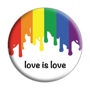 Love is Love Pinback Button Badge - Rainbow LGBTQ+ Awareness Support - Round 1.25" Button Craft Supply