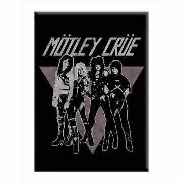 MOTLEY CRUE Group Triangle Magnet - 2.5x3.5 Inch - Magnet for Refrigerators and Lockers - Rock Band Craft Supply
