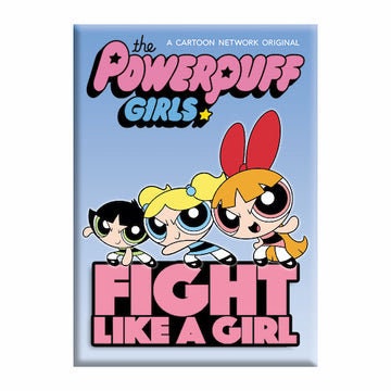 THE POWERPUFF GIRLS Fight Like A Girl Magnet - 2.5x3.5 Inch - Magnet for Refrigerators and Lockers - Cartoon Network Animation Anime Series