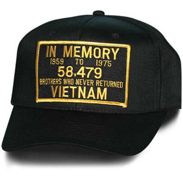 In Memory Vietnam Patch Embroidered Cap Hat - Black Cap Special Edition Hat - Officially Licensed!
